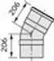 Bogen mit 30-Grad-Winkel aus PP, dargestellt mit klaren Maßen. Produkt gehört zur Vaillant-Produktlinie für Rohrsysteme.